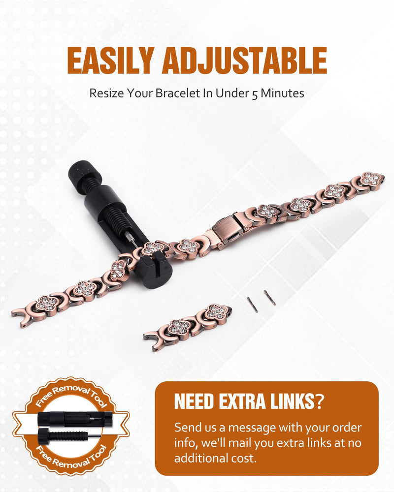 [Australia] - Women's Pure Copper Bracelet, Ultra Strength Magnetic Copper Bracelets for Women Four-leaf Clover (Copper) 