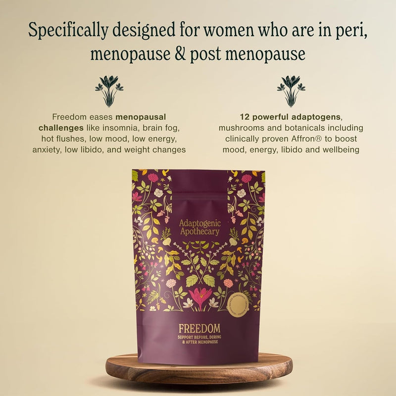 Freedom – Premium Menopause & Perimenopause Supplement, Botanical Powder with Saffron, Mushrooms, Herbs. Herbalist Formula. 195 g