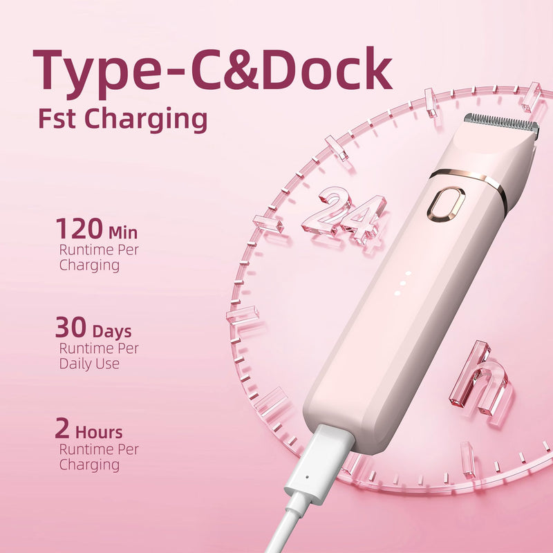 [Australia] - Trimmer for Women: 3 in 1 Gentle Painless Electric Razor for Women,120min Cordless Runtime,USB Charge Dock,IPX7 Waterproof Wet & Dry Use Portable Facial Razor with Ceramic Blade Travel Grooming Kit 