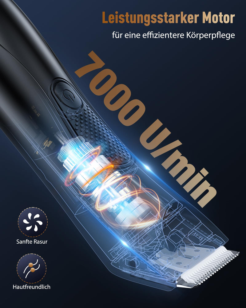 [Australia] - Men's intimate razor, 2 in 1 men's electric razor with standing charging station, IPX7 waterproof, adjustable men's beard trimmer, men's intimate razor for beard, intimate area, testicles 8119 