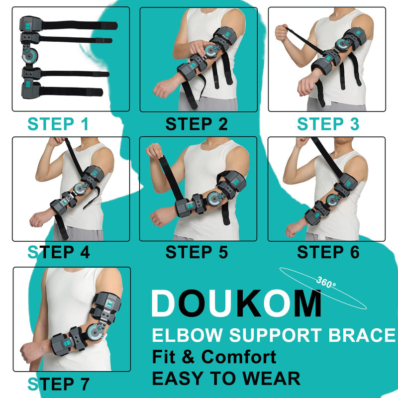 [Australia] - Hinged ROM Elbow Brace, Adjustable Post-Op Splint Stabilizer for Post-Op, Surgery Recovery, Ligament and Tendon Repairs and Dislocation, Left Green 