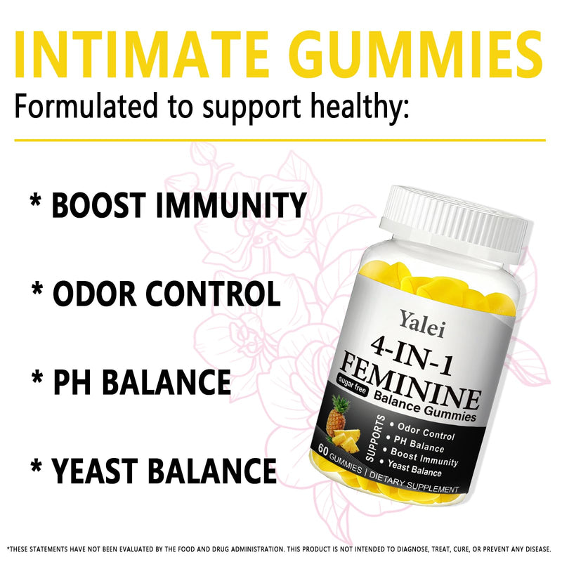 Premium Feminine Balance Gummies & PH Balance Gummies for Women | Immune Support & Healthy Odor & Flora - Vegan,Non-GMO - Hawaiian Pineapple,60 Count