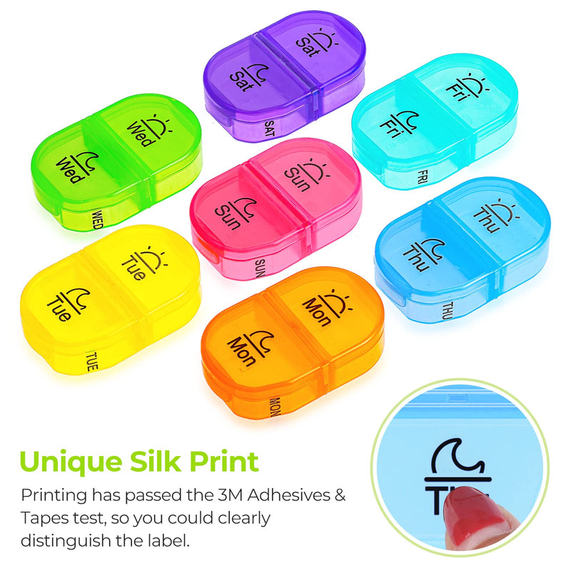 [Australia] - AUVON Pill Box 2 Times a Day, Weekly Pill Organizer AM PM with 7 Daily Pocket Case to Hold Vitamin, Medicine, Medication, and Supplement Clear 