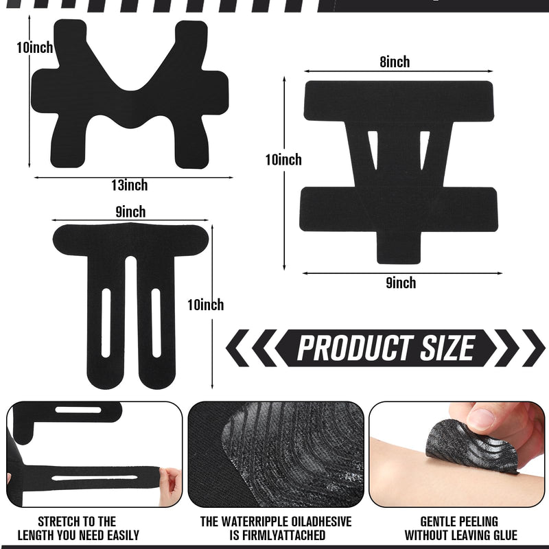 30 Pcs Precut Kinesiology Tape Set Ankle Knee and Shoulder Tape Bulk, Waterproof and Elastic, Breathable, Provides Support for The Muscles in Various Sports, Black