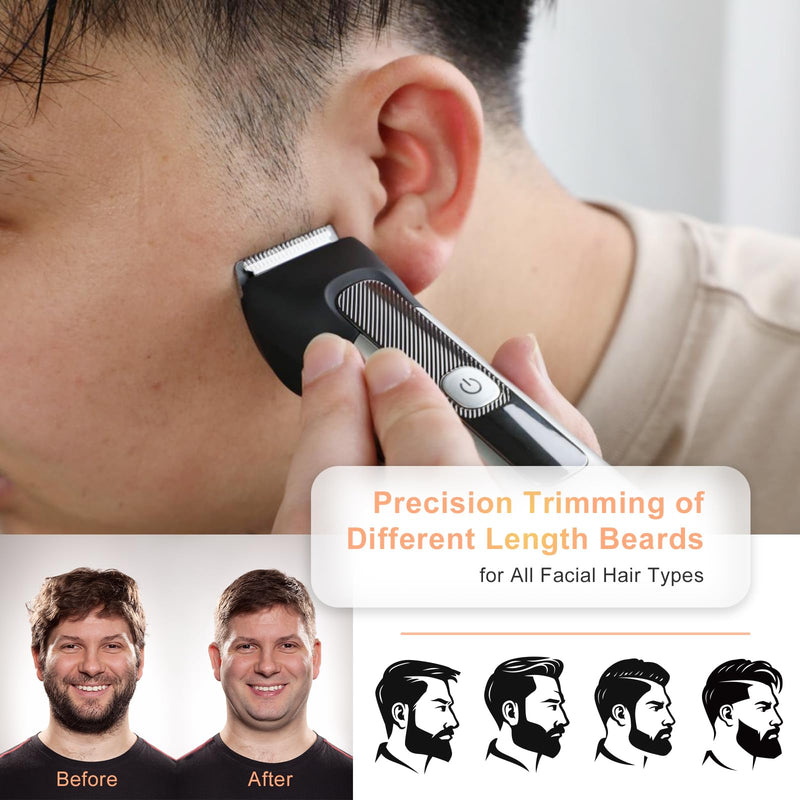 [Australia] - Beard Trimmer for Men – Stainless Steel Electric Razor & Shaver, Cordless Hair Clippers Grooming Kit, IPX7 Waterproof Nose Ear Face Body Trimmer, USB-C Rechargeable with Travel Lock, Gifts for Men 