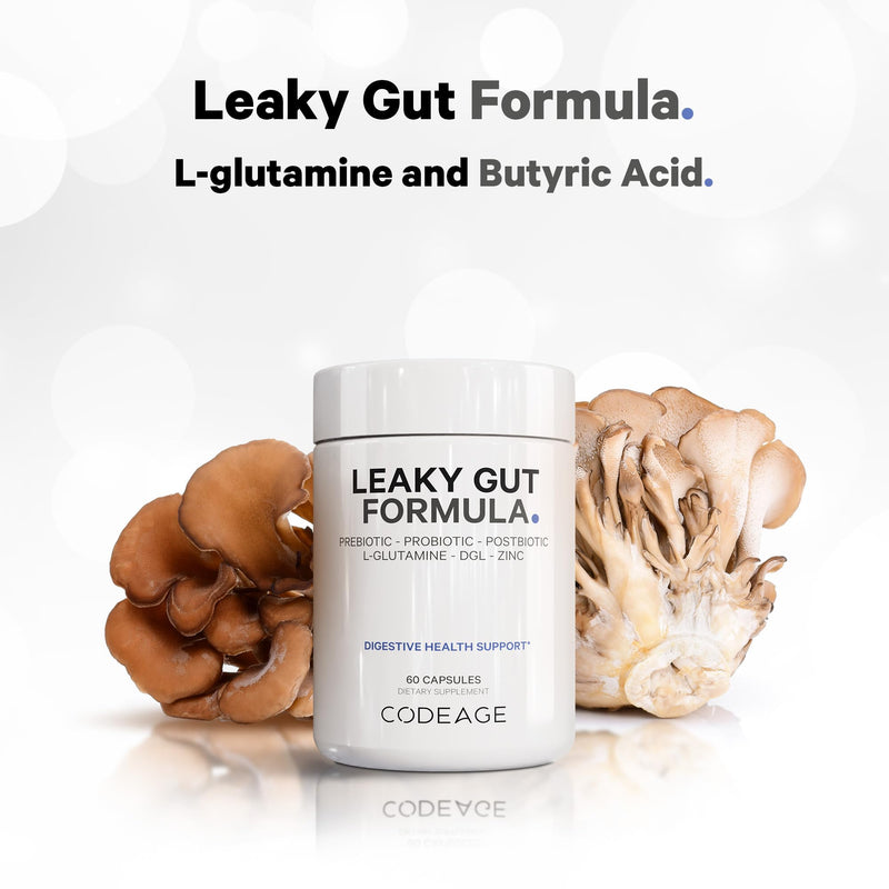 [Australia] - Codeage Leaky Gut, L-Glutamine for Gut Health Support, N-Acetylglucosamine Supplement, Probiotic, Butyric Acid, Polyphenols, Quercetin, DGL, Berberine, BioPerine, Cinnamon, Vegan, Non-GMO, 60 Capsules 60 Count (Pack of 1) 