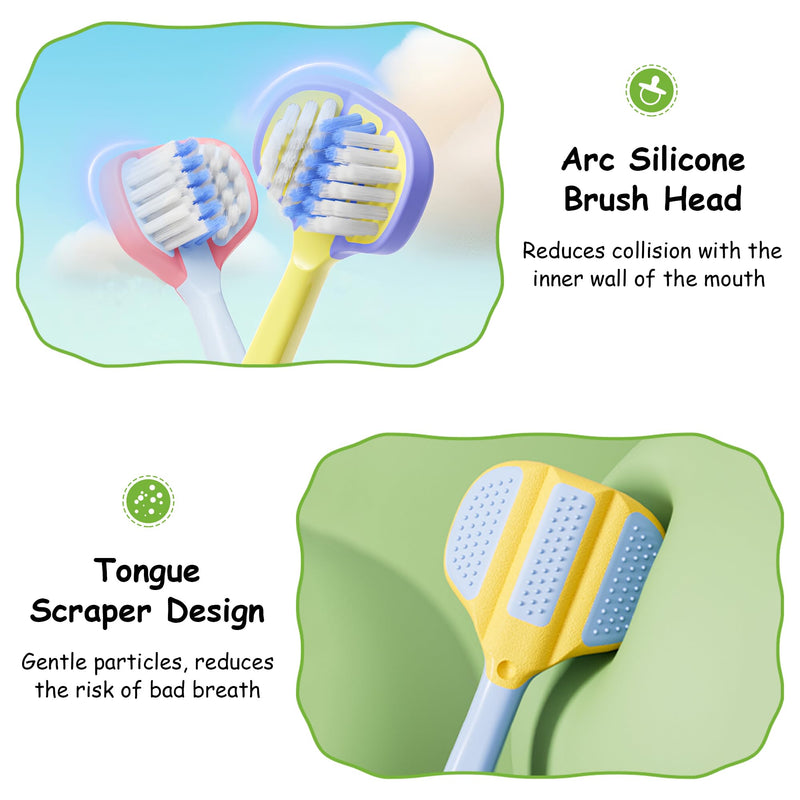 [Australia] - Toddler Toothbrush 8 Pack, Soft Baby Toothbrush Efficient 3 Sided Kids Tooth Brush for Ages 1-12 Years, Infant Training Tooth Brush Complete Tooth and Gum Care, Easy to Grip(Patent) 