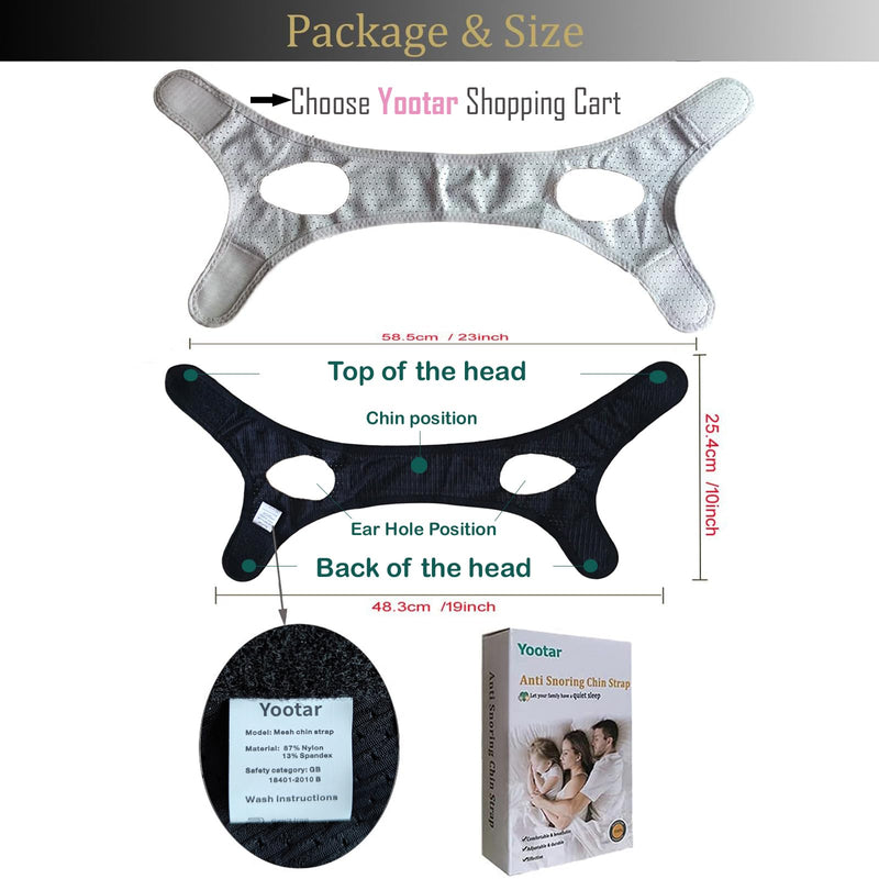 [Australia] - Chin Strap for Cpap Users, 2 Pack Black & Grey Comfortable Mesh Anti Snoring Chin Straps for Men Women, Upgraded Adjustable Cpap Chin Strap to Keep Mouth Closed While Sleeping(2 Pack), Medium Grey Black 