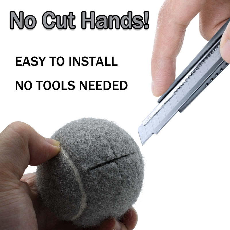 [Australia] - 4 PCS Precut Walker Tennis Balls for Furniture Legs Floor Protection, Heavy Duty Long Lasting Felt Pad Glide Coverings Grey 