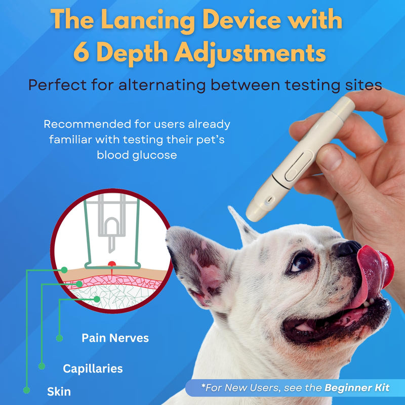 PetTest Expert Glucose Monitoring Kit for Dogs & Cats, Diabetic Pet Blood Sugar Check Gear, Includes Classic Meter, 25 Test Strips, Lancing Device, 25 Lancets, Soft Carrying Case, and More Classic Meter Expert Kit