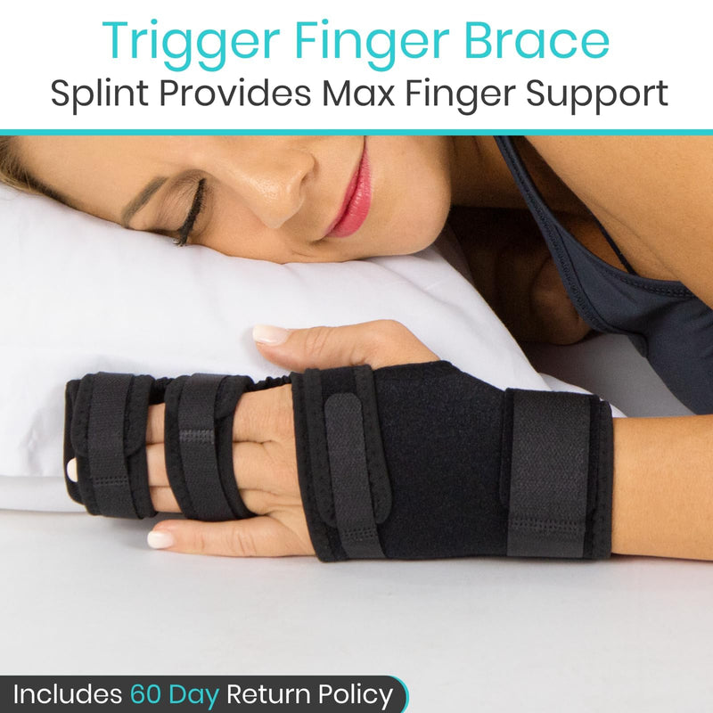 [Australia] - Vive Trigger Finger Splint - 2 Finger Brace for Middle, Index, Pinky, or Ring Fingers - Adjustable Hand and Wrist Support - Straightening Immobilizer for Broken Fingers, Arthritis, and Contractures Black 