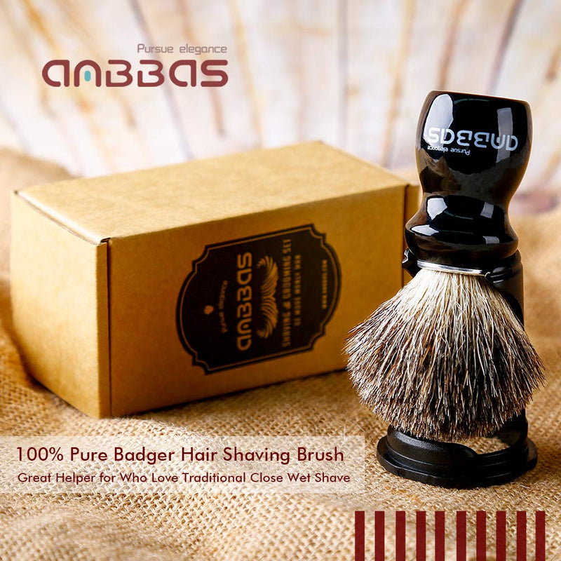 [Australia] - Shaving brush badger hair with black holder Anbbas high-quality wooden handle shaving foam brush perfect for men's shaving (black) 