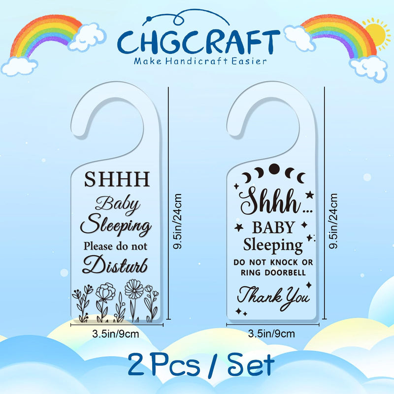 [Australia] - CHGCRAFT 2Pack Baby Sleeping Door Hands Hanger Sign Acrylic Notice Door Hanger Sign Cute Baby Room Sign Door Handle Decorations Sign for Home Living room Bedroom Kindergarten Gift for Parents 
