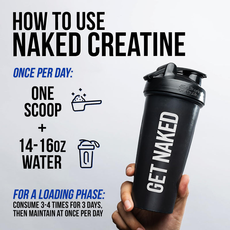 NAKED Pure Micronized Creatine Monohydrate Powder - Unflavored, 500g - Vegan, No GMOs, Gluten, Soy, Additives - Promotes Muscle Growth & Strength - 147 Servings 500g (Pack of 1)
