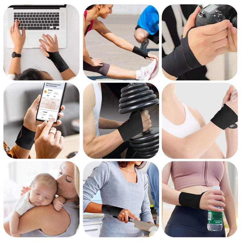 [Australia] - Biluer wrist bandages, 2 pieces wrist support bandage, wrist hand bandage, wrist bandages, gym, suitable for sports and fitness, housework (black). 