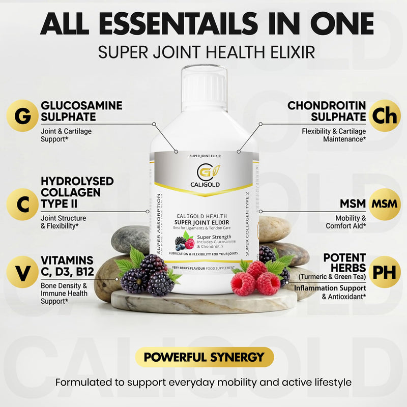 CALIGOLD Health Joint Support Supplement Liquid 500 ml with Collagen, Vitamin C, MSM, Glucosamine & Chondroitin, High-Absorption Formula for Joint Health & Mobility