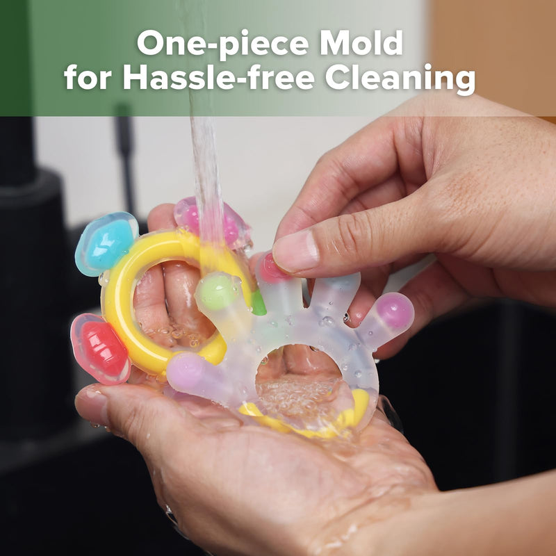 [Australia] - Haakaa Silicone Teether Combo - Baby Freezer Teething Toy - Soft Cold Teether - Soothe Teething Pain & Itching Gums - Perfect Size - Palm & Ferris Wheel Shape for 3M+ Babies BPA Free - 2 pk 