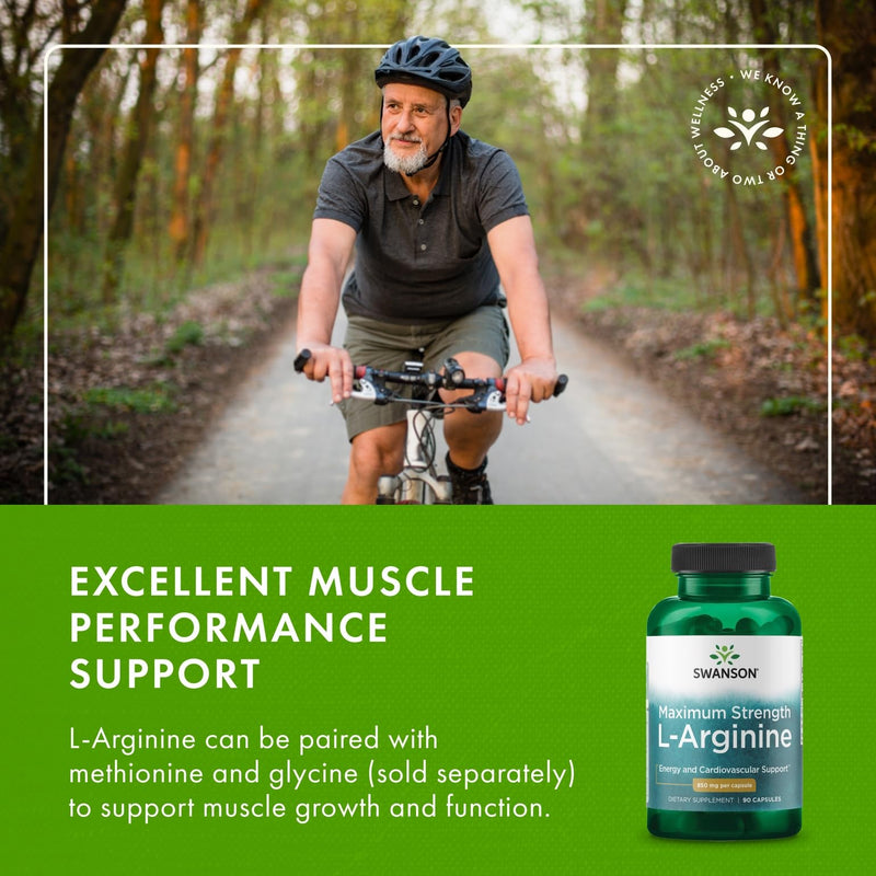 [Australia] - Swanson Amino Acid Super-Strength L-Arginine 850 Milligrams 90 Capsules 