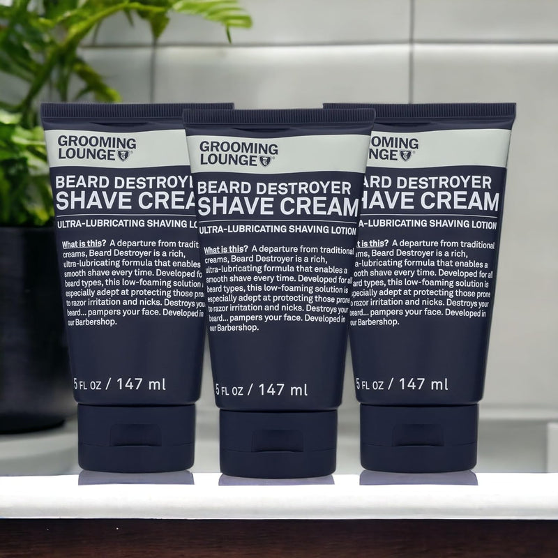 [Australia] - Grooming Lounge Beard Destroyer Shave Cream for Men - Bump, Irritation & Razor Burn Free Shaving Cream Sensitive Skin, Men Beard Care - Soft, Smooth, Easy Glide Low Shaving Foam Lather Formula, 3-Pack 