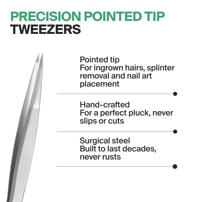 GERMANIKURE Pointed Tweezers in Leather Case - Made in Solingen Germany Leather Sleeve