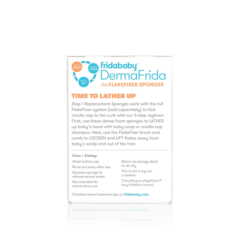 [Australia] - Frida Baby Replacement Sponges for The 3-Step Cradle Cap System by Dermafrida The Flakefixer 2 Pack of Soft Sponges Work with The Flakefixer System(Sold Separately) 