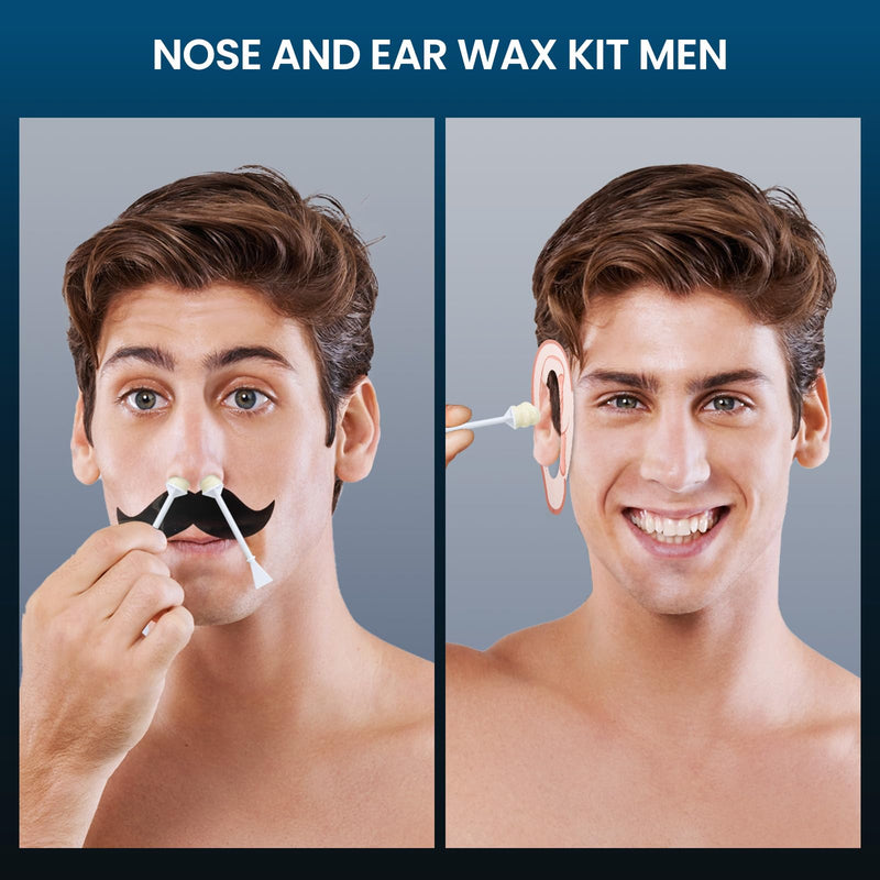 Nose Wax Kit Men, Ear Hair Removal For Men, Ear Hair Waxing Kit with 100 g Wax, 40 Nose Sticks, 20 Times Use, Usb Rapid Heating, Constant Temperature, Painless, Black
