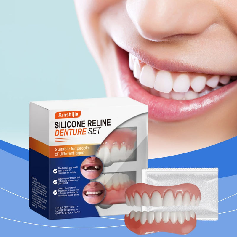 [Australia] - Soft Silicone Denture Liners – Comfortable Fit Denture Set with Upper & Lower Lightweight Liners for Secure Fit & Comfortable Wear (1 Set) style-1 
