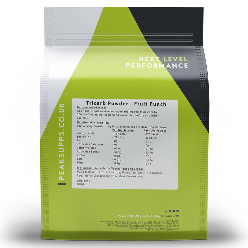 Tri-Carb Energy Powder | Maltodextrin Dextrose Fructose (2kg, Fruit Punch) 2kg