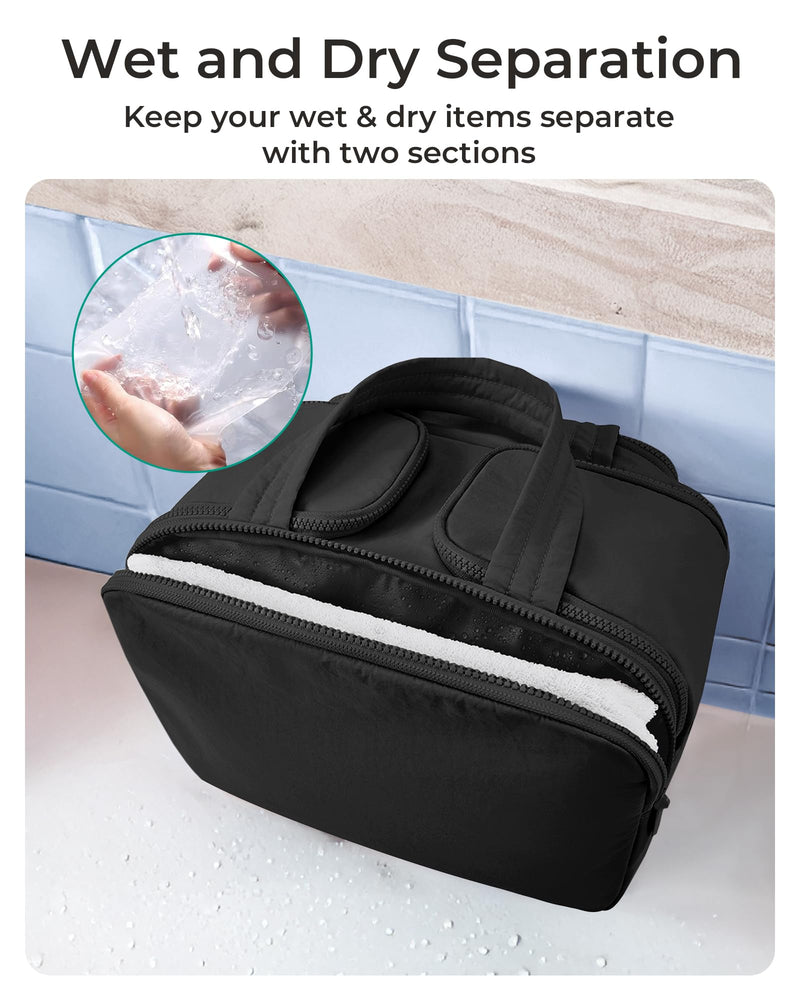 BAGSMART Travel Toiletry Bag, Crush Toiletry Bag for Women, Wide-open Puffy Toiletry Bags for Traveling, Large Travel Cosmetic Makeup Bag Organizer for Accessories,Toiletrie (Horizon Blue) Horizon Blue