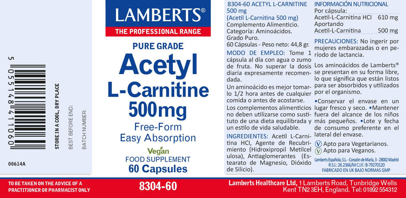 Lamberts Acetyl L-Carnitine 500Mg