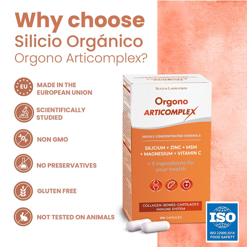 Articomplex. Silica with Vitamins and Minerals that compensate for the Loss of Essential Minerals Strengthens Joints, Bones, and Cartilage and boosts the Immune System. 100 Capsules.