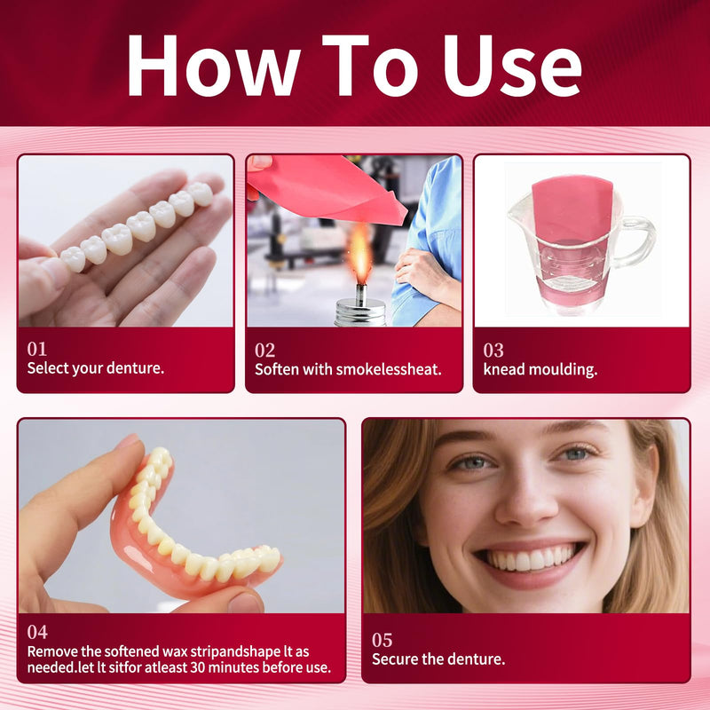 [Australia] - Dentures DIY Kit: Full Set Top & Bottom Fake Teeth for at-Home Smile Enhancement - Easy & Universal Fit-A06 