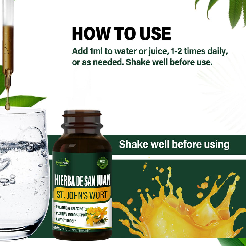 [Australia] - St John's Wort Herb (Hierba de San Juan) Drops for Mood Support, Calming & Relaxing, Energy Boost Supplement with Hypericum Perforatum Chamomile Ginseng Extract. Suplemento para Estres. 2oz Original 2 Fl Oz (Pack of 1) 