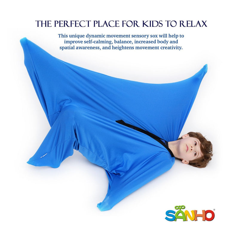 [Australia] - SANHO Dynamic Movement Sensory Sock Body Sock,Small,3-5 Years, 40" H x 27" W,Good for Height:30"-41",Updated Version,Blue Blue Small 