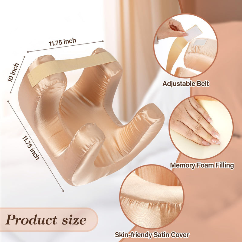 [Australia] - SAGUD Memory Foam Face Pillow for Side Sleeper Anti-Wrinkle Massage Bed Pillow with Soft Pillowcase Beauty Pillow for Sleeping Face Down, Gold 