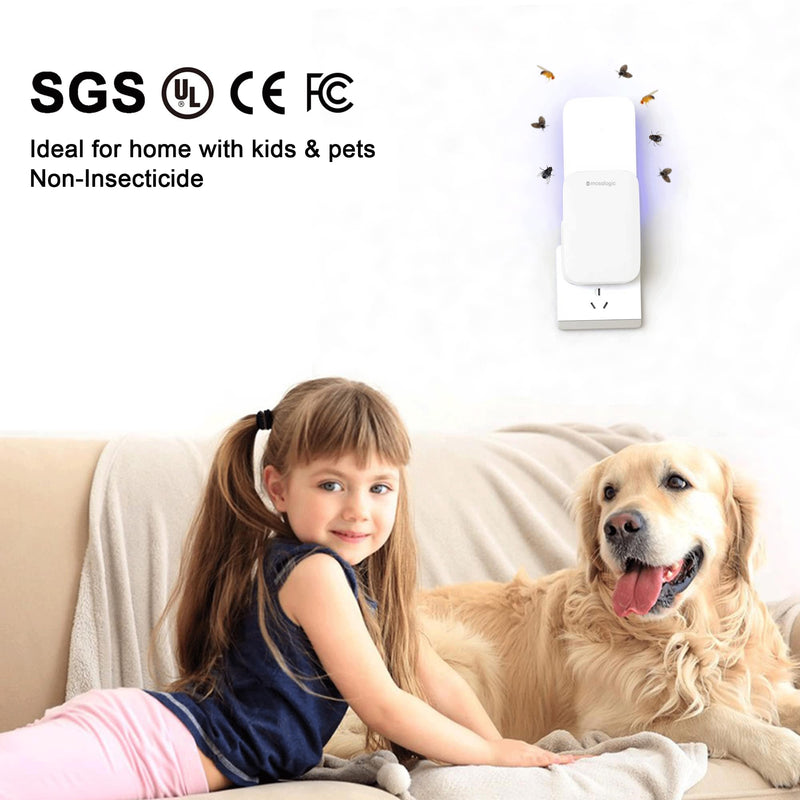 [Australia] - Mosalogic Flying Insect Trap Plug-in Mosquito Killer Indoor Gnat Moth Catcher Fly Tapper with Night Light UV Attractant Catcher for Home Office White-1PACK 1Pack 