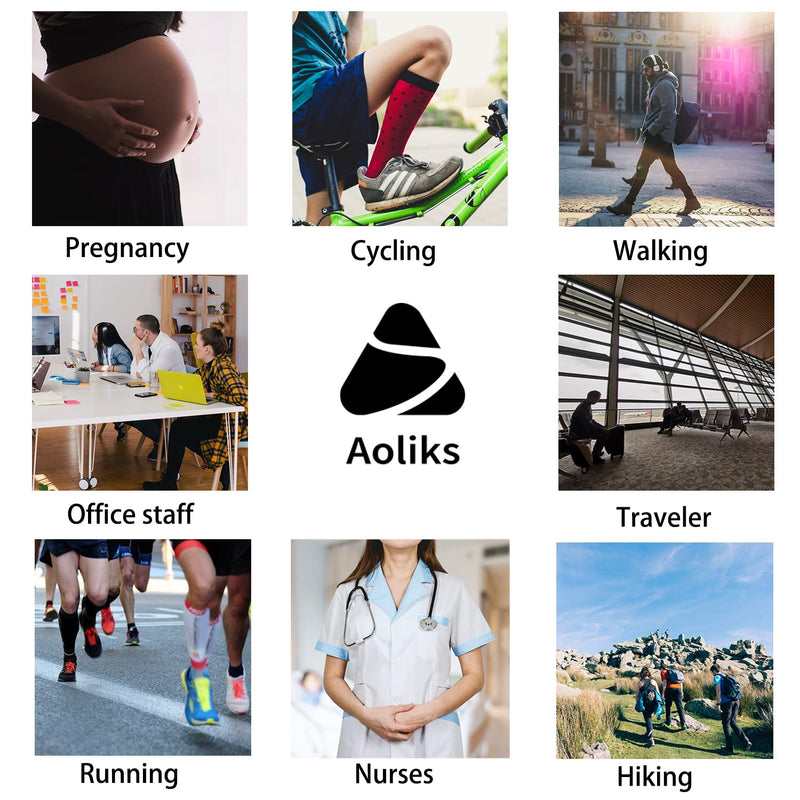 [Australia] - Aoliks Compression Socks for Women & Men 4 Pairs, Best Support for Nurses Running Travel Black Small-Medium 