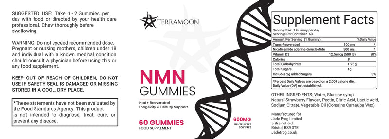 NMN Gummies, NAD+ Resveratrol, 600mg, 2 Month Supply for Longevity and Beauty Support Supplement, 60 Count,