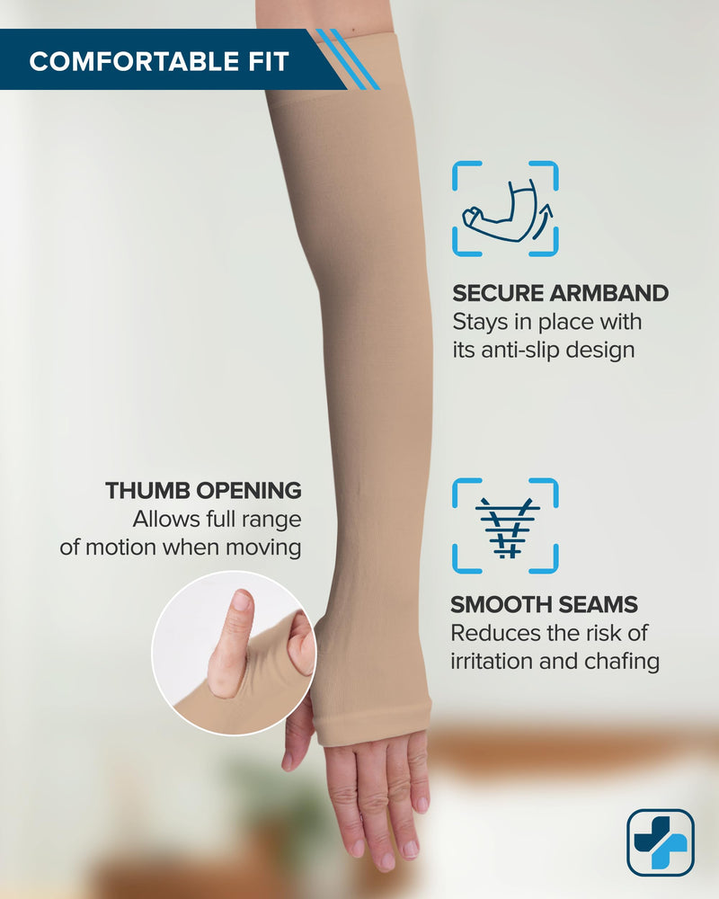 [Australia] - Doctor's Select Arm Protectors for Thin Skin and Bruising for Women and Men - 2 Pairs UPF 50 Sun Protection and Cooling Beige Medium 