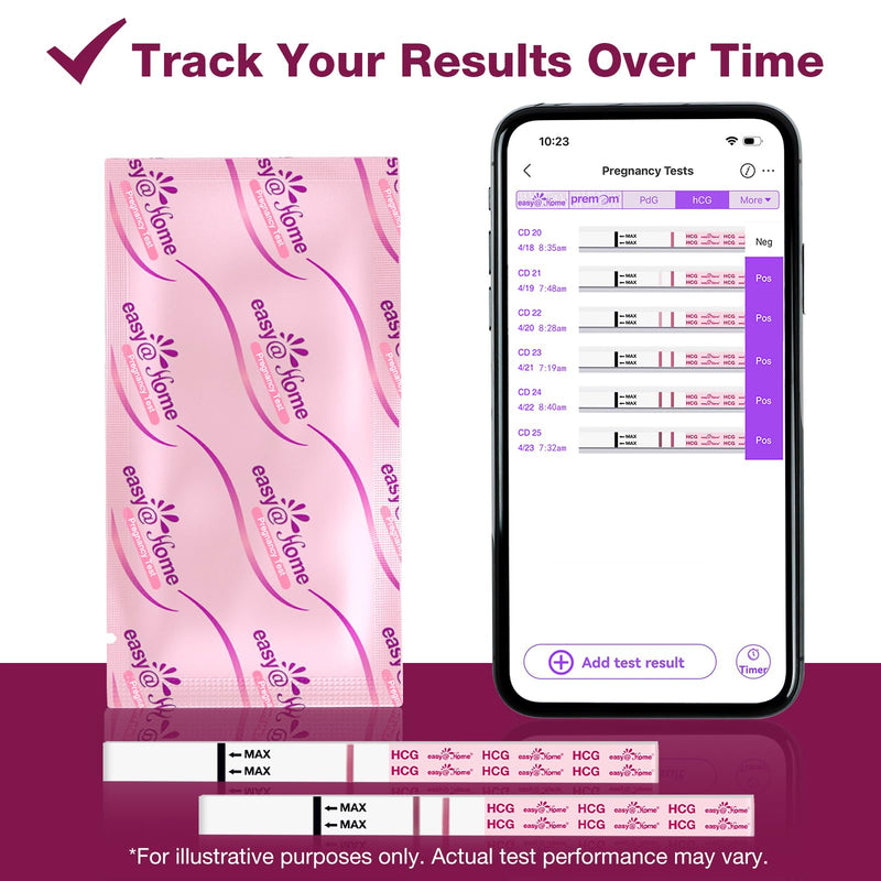 easy@Home 10 Pack hCG Pregnancy Test Strips, Early Detection | Home pregnancy tests with 10 individually sealed hCG strips and easy-to-read results for convenient testing. 10 Count (Pack of 1)