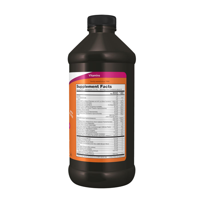 NOW Foods Supplements, Liquid Multi, Fast Absorption, Liquid Vitamin & Mineral, Wild Berry Flavor, 16-Ounce Wildberry