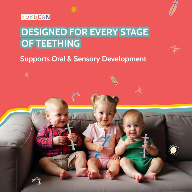 [Australia] - Shielded Teething Tubes ‚Äì Baby Teething Relief 0-36 Months, Anti-Choking Design, Clip-Attachable, BPA-Free Silicone, 5 Soft Tubes + 2 Teether Clips + 2 Brushes + Storage Bag 