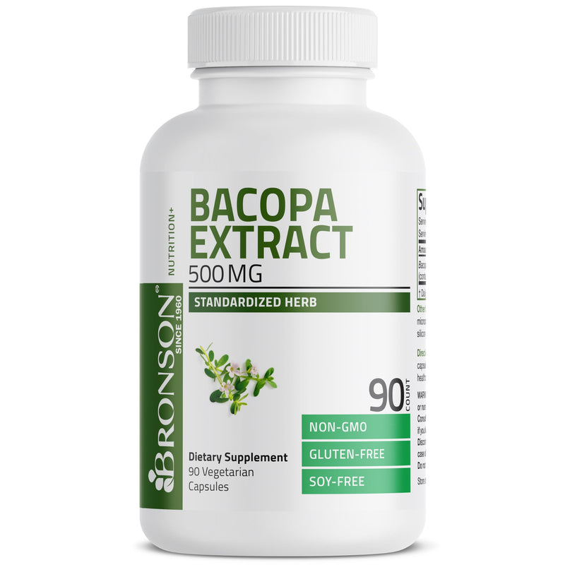 [Australia] - Bronson Bacopa Monnieri Extract 500 mg - Promotes Mental Clarity and Brain Function - Non GMO, 90 Vegetarian Capsules 