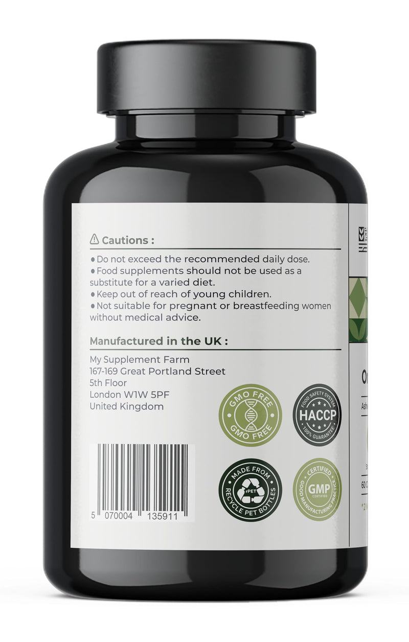 Organic Ashwagandha High Strength Capsules | 470mg, 60 Capsules - 2 Month Supply | Pure Root Extract Supplements for Men & Women | (Not Gummies or Powder) Made in UK | Vegan