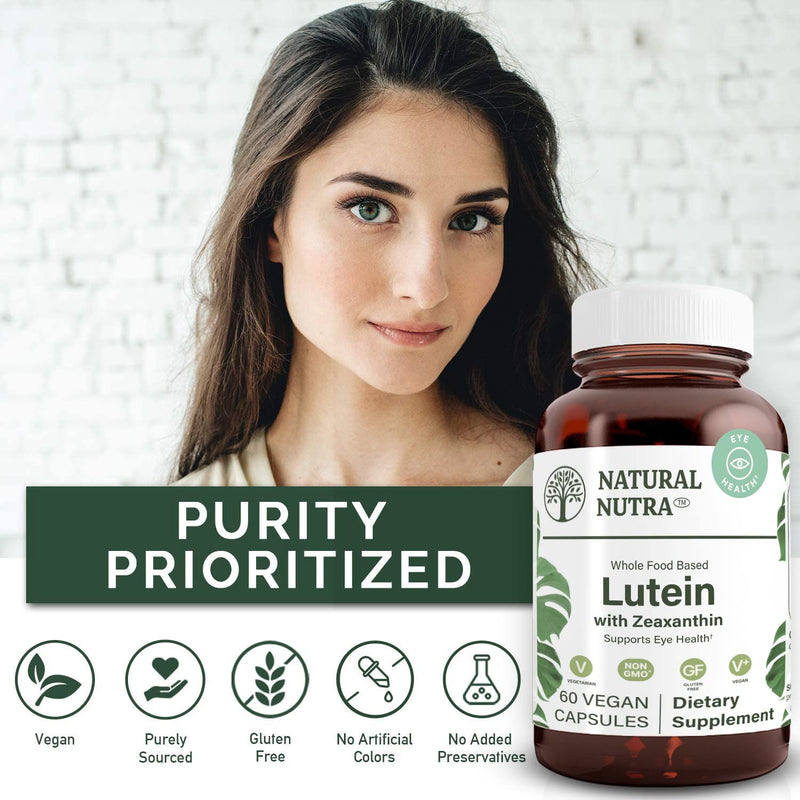 Natural Nutra Lutein & Zeaxanthin Supplement 20mg, 60 Capsules | Maintains Vision, Protects Cells in Eyes, Enhances Level of Zeaxanthin & Isomers, Supports Eye Health, Gluten-Free, Soy-Free 60 Count (Pack of 1)