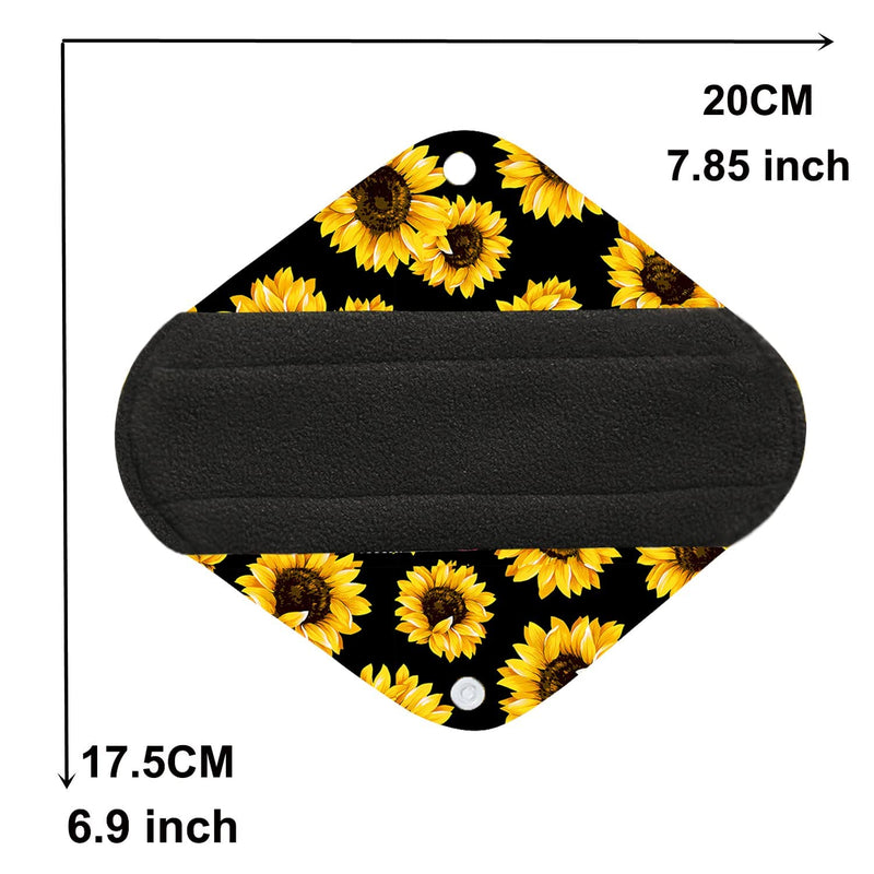[Australia] - 7pcs/Set Including 1pc Mini Wet Bag +6pcs Bamboo Charcoal Cloth Menstrual Pads/Reusable Sanitary Pads/Mama Panty Liners (All Randomly Prints) 7 Pieces Set 1 7 Piece Set 