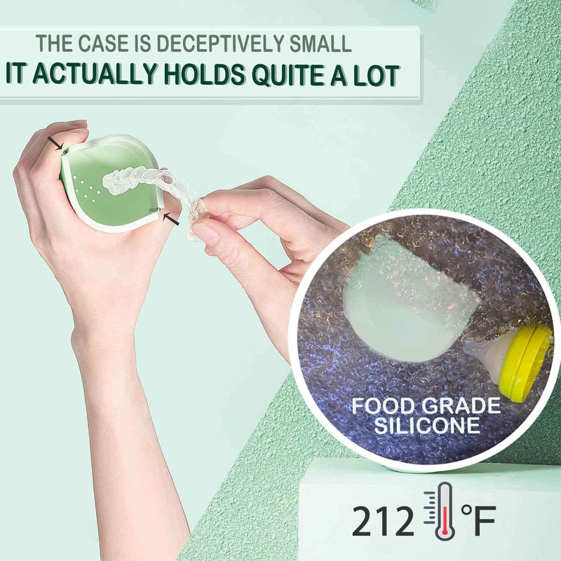 Silicone Retainer Case Soft Upgraded Cute Aligner Case Slim Partial Denture Case Container Holder Night Guard Braces Case with Lanyard for Girl Women Men Travel (Black) Black