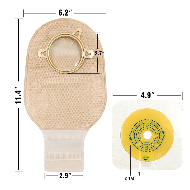 [Australia] - Carbou 21 PCS Ostomy Supplies Colostomy Bags Two Piece Drainable Pouches with Closure 12", Ileostomy Stoma Care,Cut-to-Fit(15pcs Bags+6pcs Barrier) Two Piece Closure 