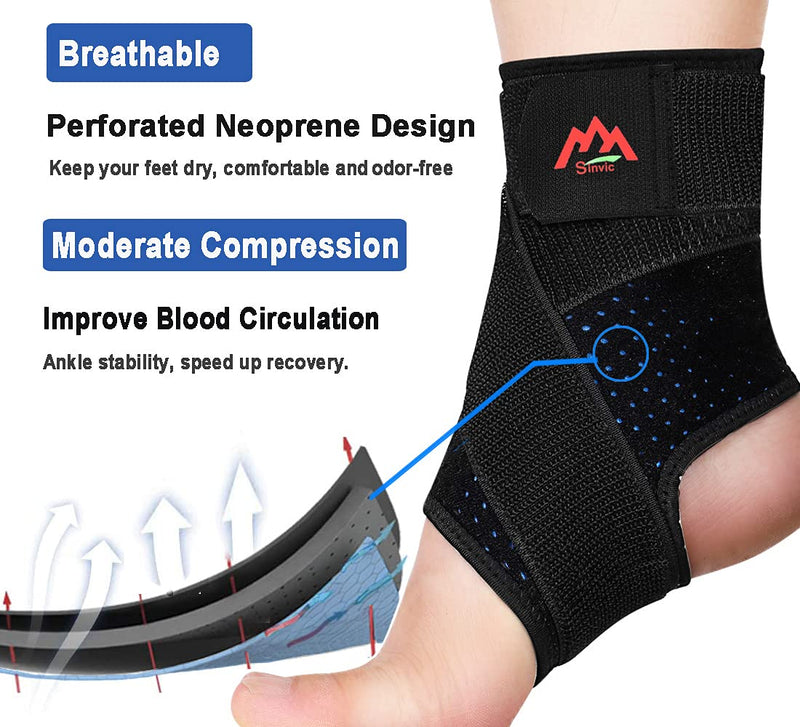 Ankle Brace, 2PCS Ankle Braces for Men & Women, Adjustable Compression Ankle Wrap Support for Ankle Protection, Breathable & Comfortable, Ankle Support Brace for Sprains, Sports Injuries and Recovery Small Classic Black