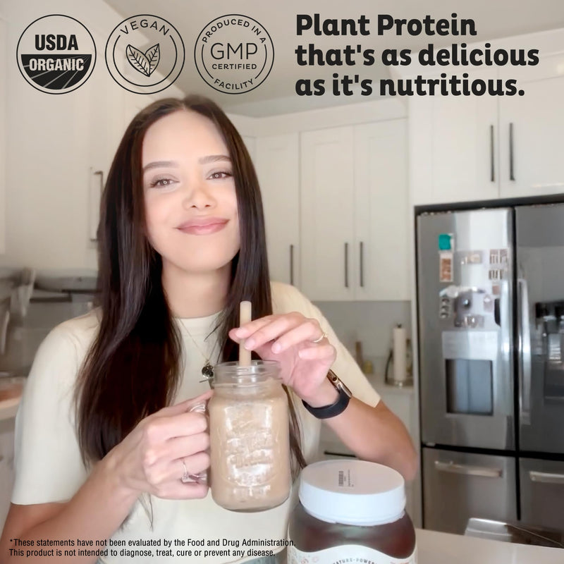 KOS Plant Based Protein Powder, Chocolate USDA Organic - Low Carb Pea Protein Blend, Vegan Superfood with Vitamins & Minerals - Keto, Soy, Dairy Free - Meal Replacement for Women & Men - 15 Servings 20.6 Ounce (Pack of 1)